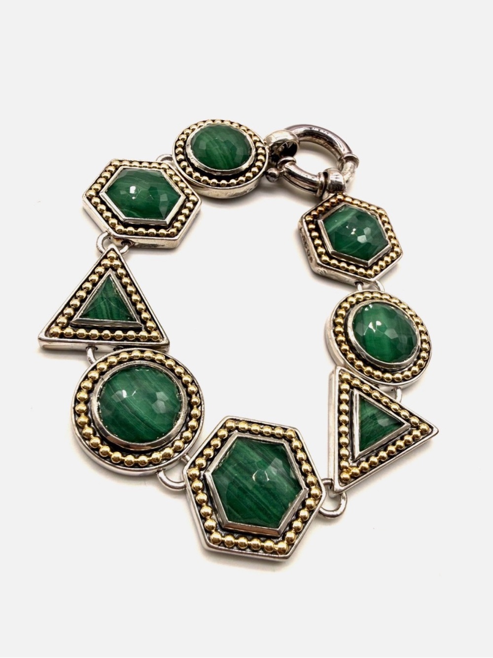 LAGOS 18K Gold & Sterling Silver Malachite Treasure Chest Bracelet
